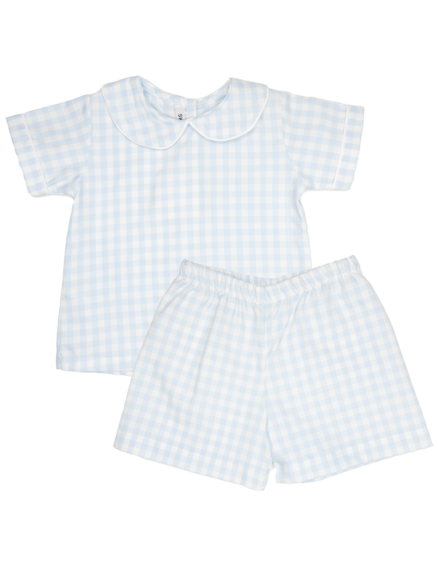 Light Blue Gingham Short Set