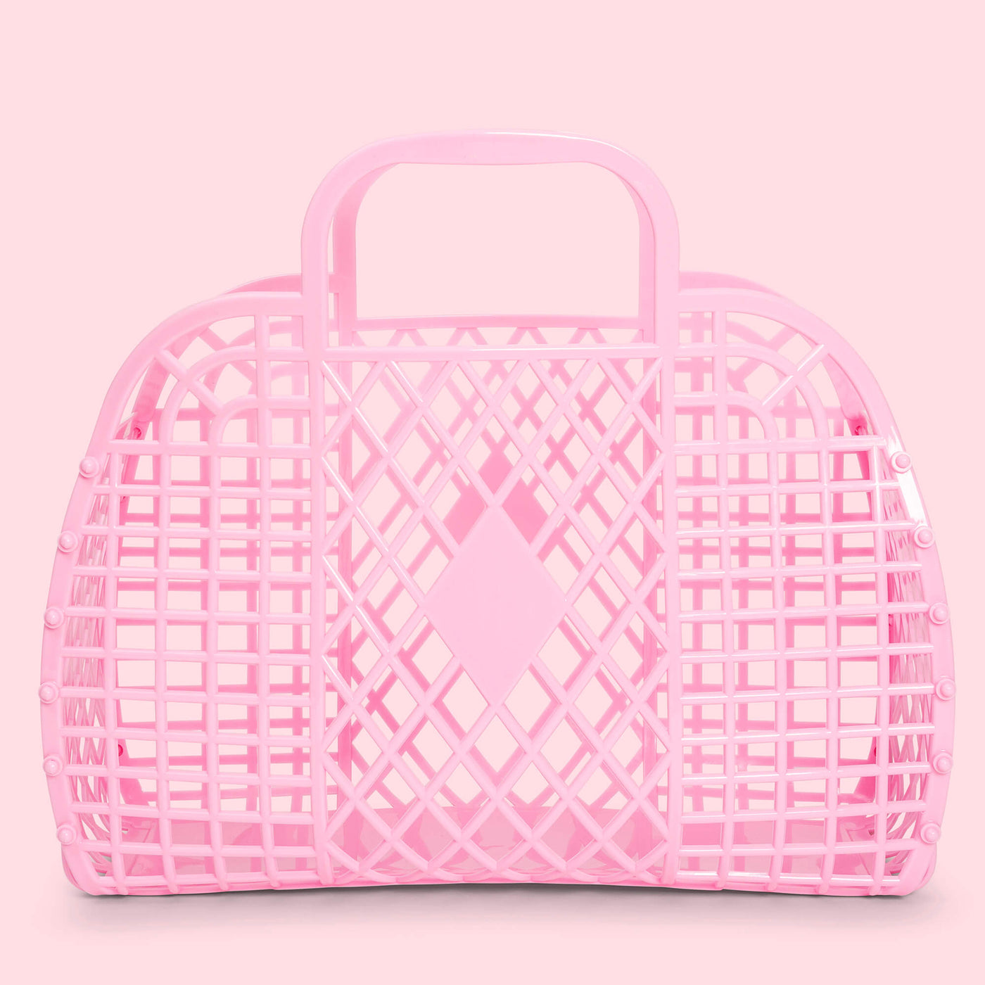 Large Retro Basket- Bubblegum Pink