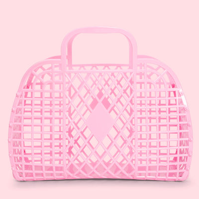 Large Retro Basket- Bubblegum Pink