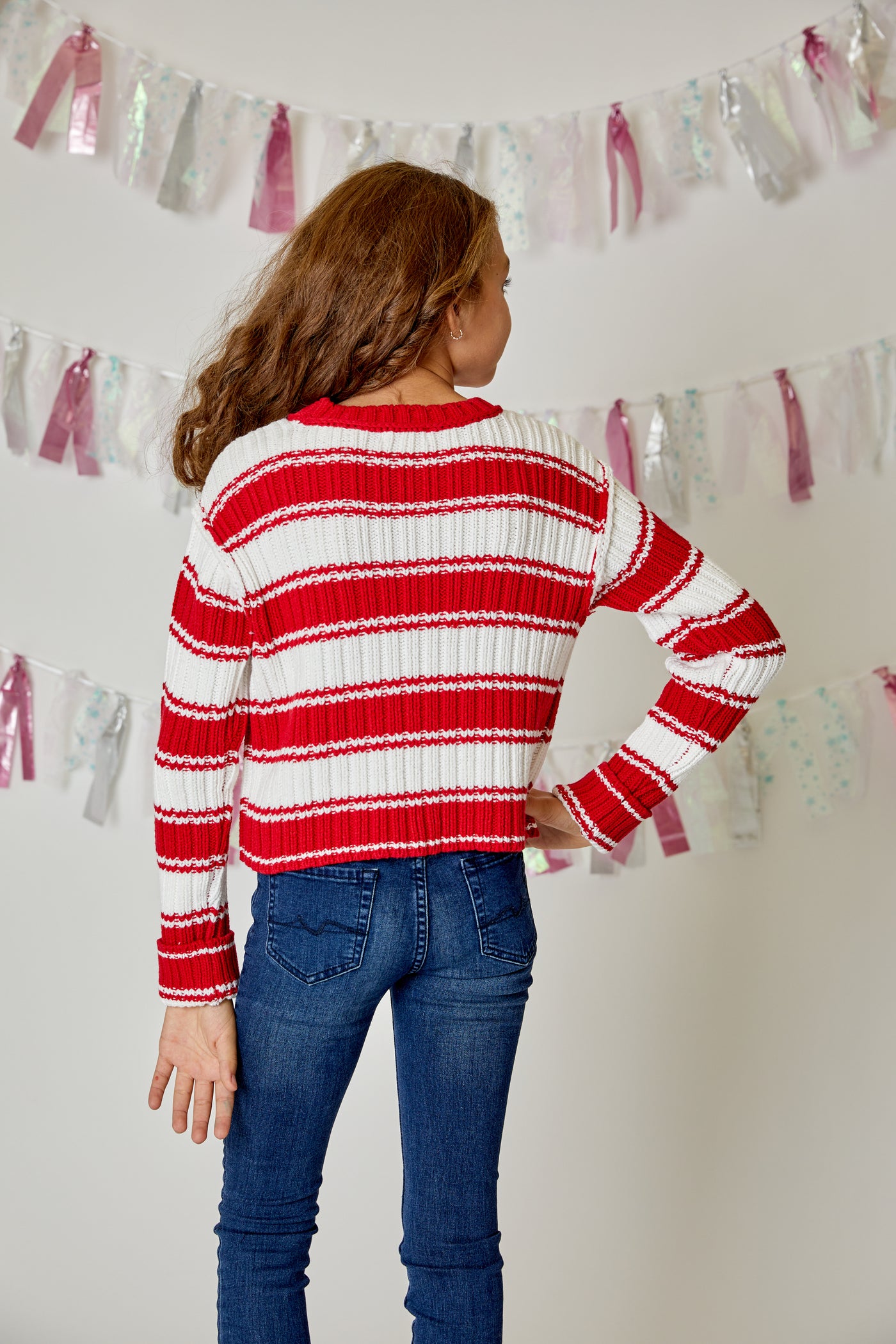 Ruby Red & White Stripe Sweater