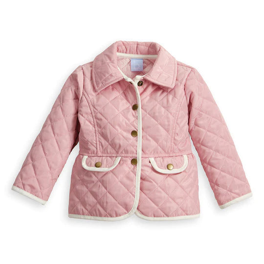 Pink with Ivory Quilted Peplum Coat