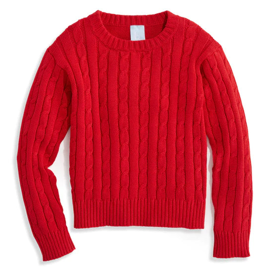 Red Cableknit Pullover