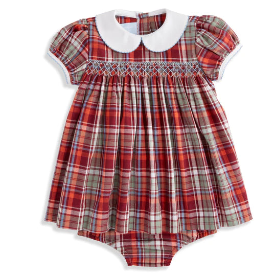 Harvest Check Smocked Bloomer Set