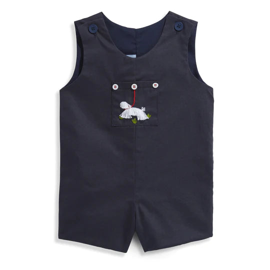 Navy Embroidered Sheepdog Romper