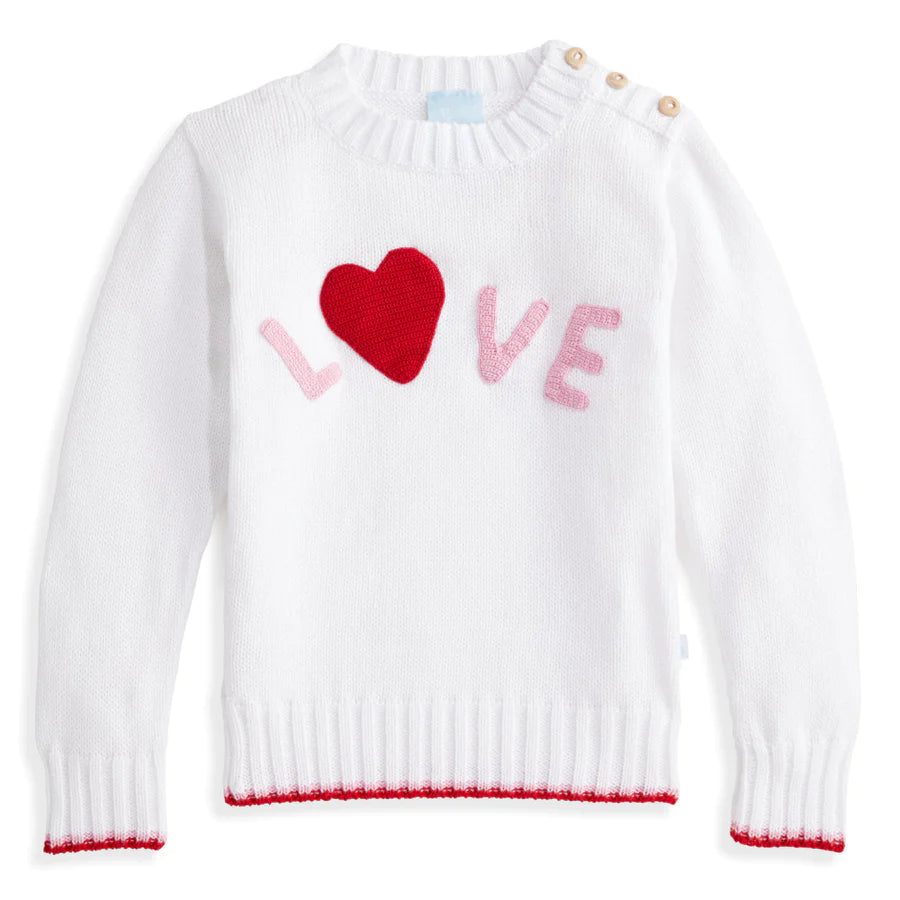 Applique LOVE Pullover- White with Pink