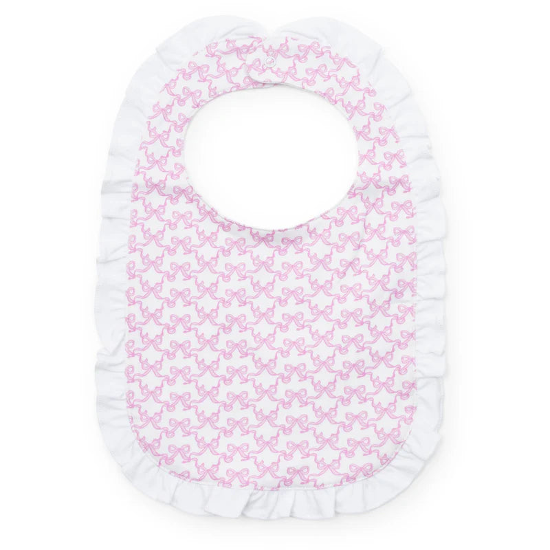 Ruffled Girls' Bib - Pretty Pink Bows