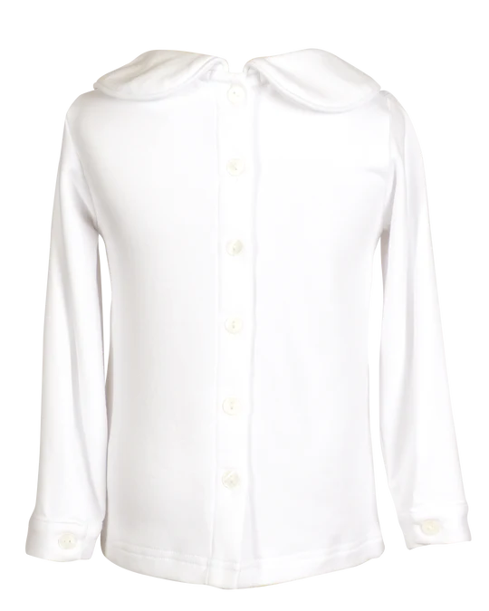 White Long Sleeve Porter Peter Pan Collar Shirt