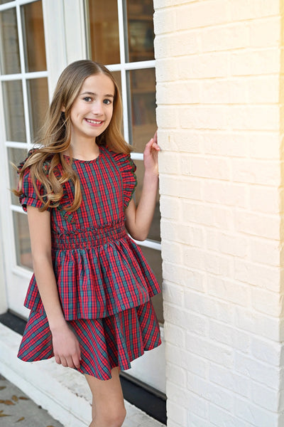 Tiered Red Plaid Dress