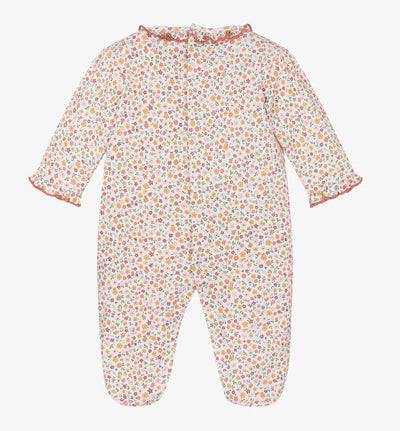 Autumn Blossoms Smocked Print Footie