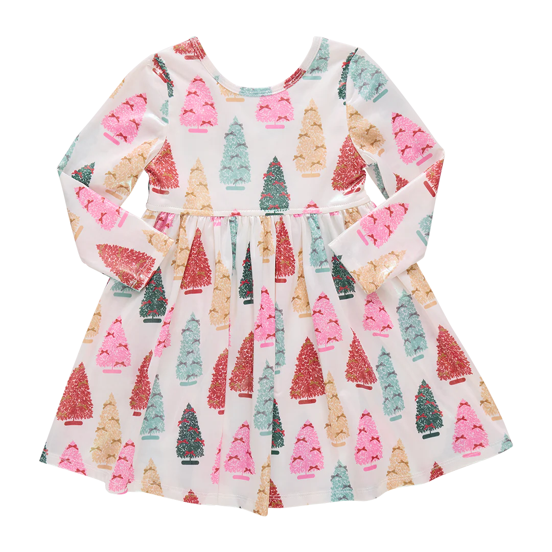 Girls Lame Steph Dress - Bottle Brush Trees