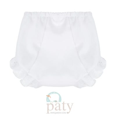 White Double Seat Diaper Cover with Eyelet (Monogram Included)
