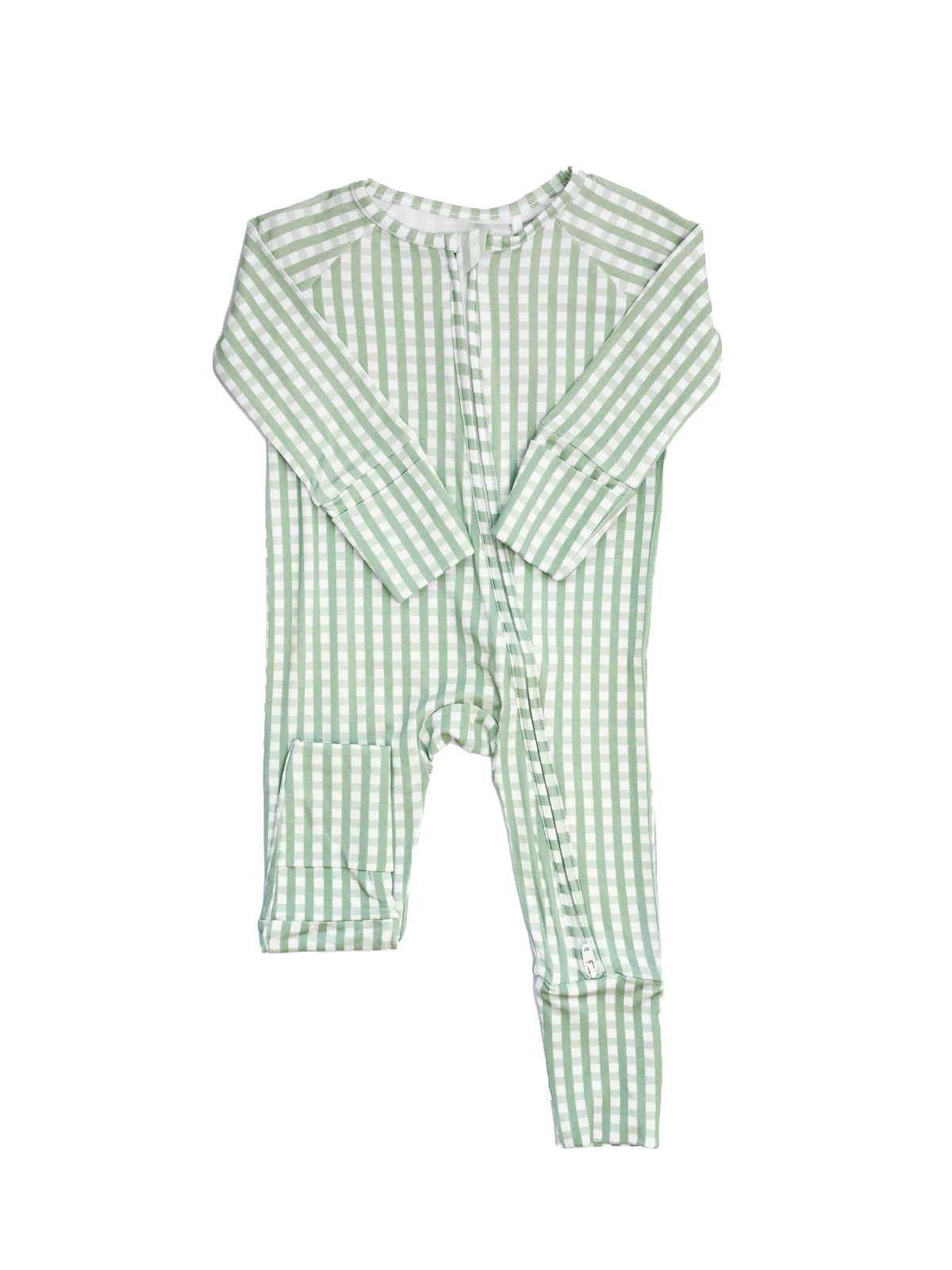 Sage Gingham Sleep Romper
