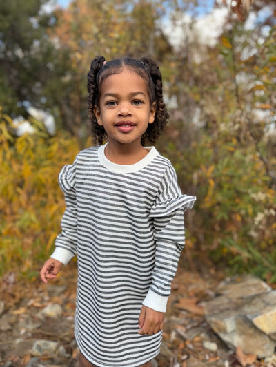 Charcoal Shimmer Stripe Cora Dress