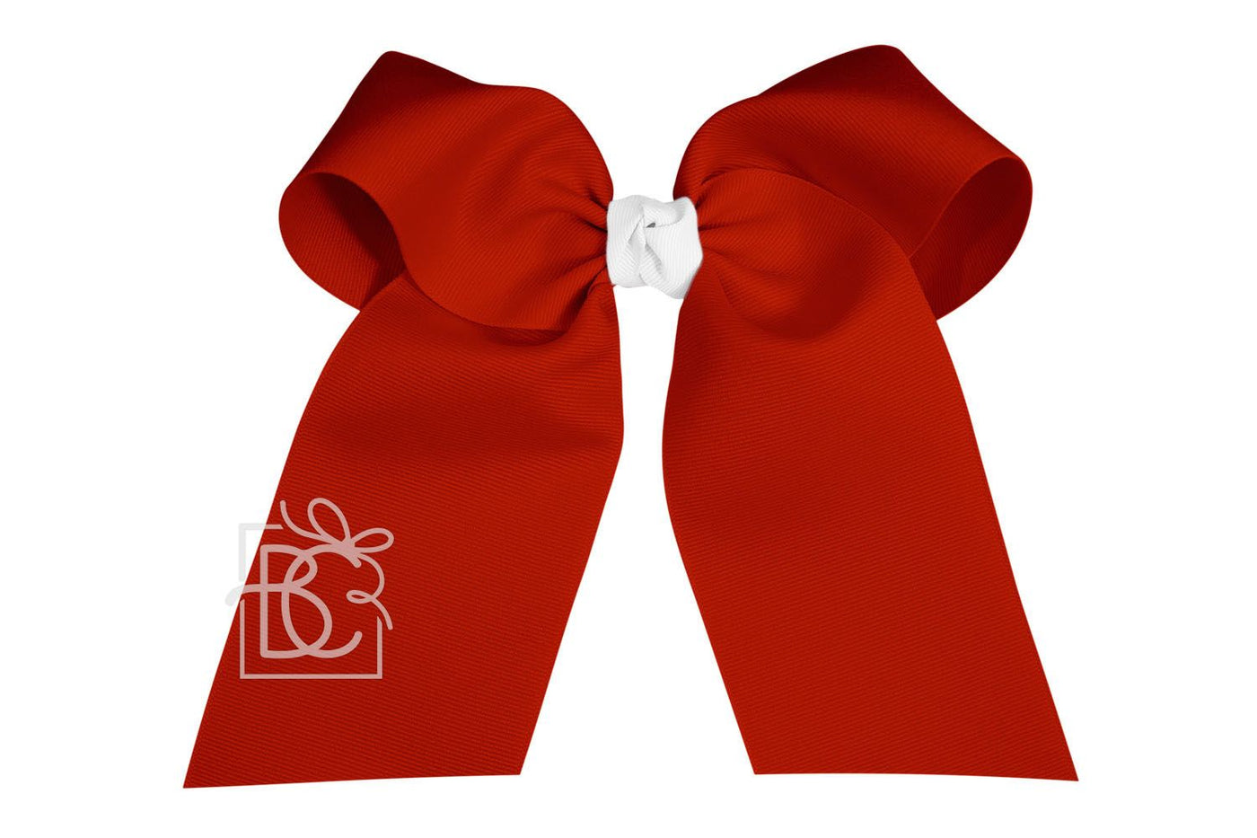 Red with White Grosgrain Cheer Bow with 6″ Tails on Pony-o