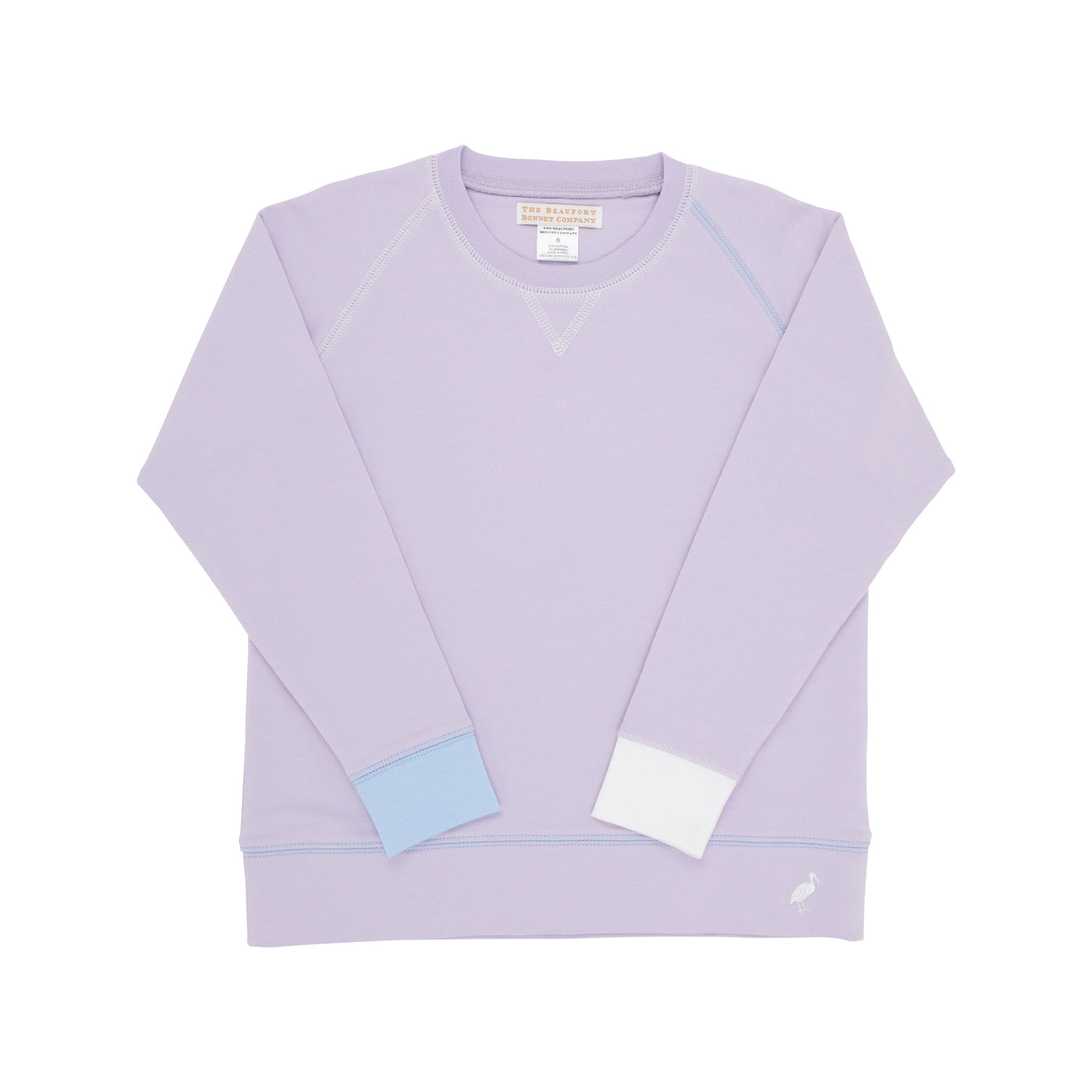 Lauderdale Lavender with Worth Avenue White and Beale Street Blue Cassidy Comfy Crewneck