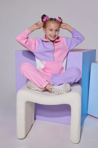 Pink and Lilac Color Block Pullover