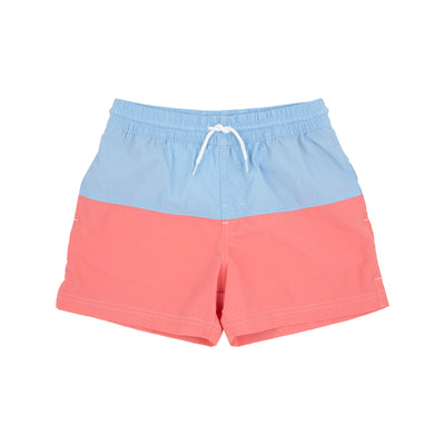Beale Street Blue & Parrot Cay Coral Country Club Colorblock Trunks