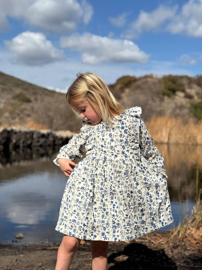 Blue Floral Eyelet Sloane Dress