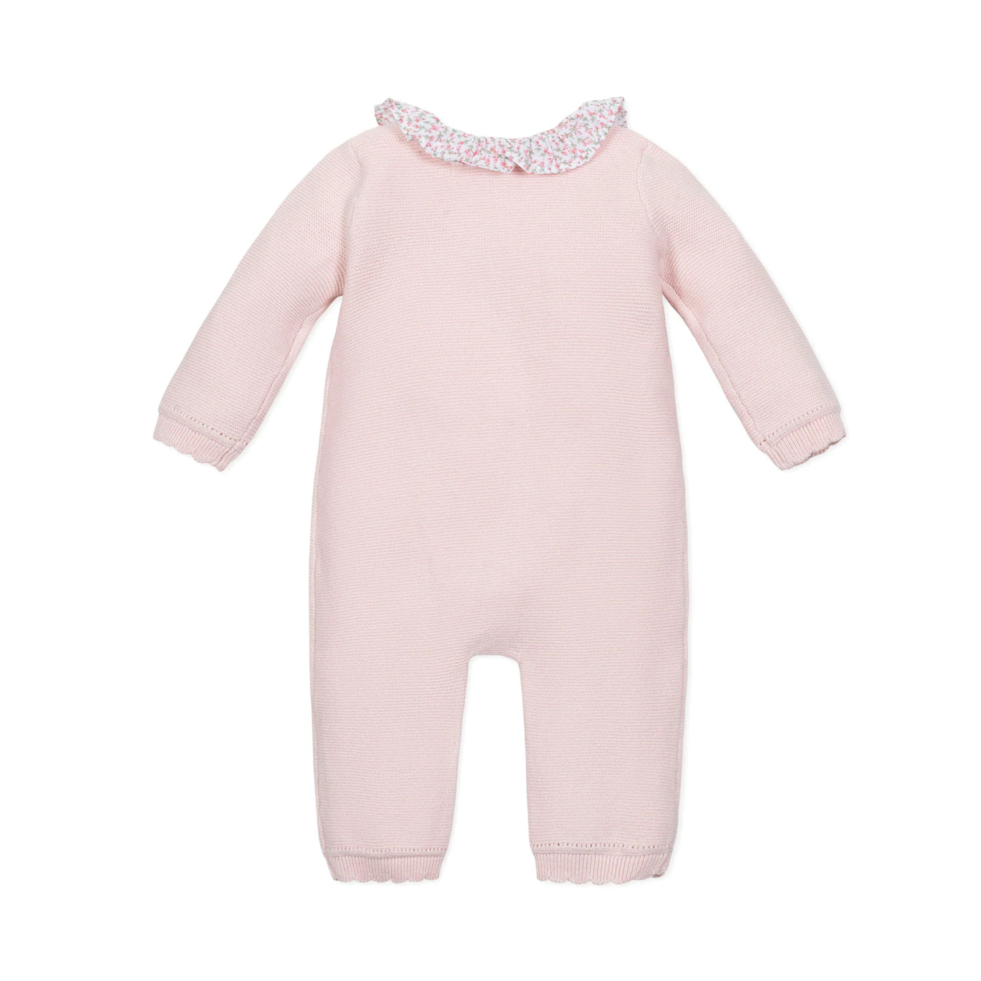 Pale Pink Seed Stitch Organic Ruffle Collar Sweater Romper
