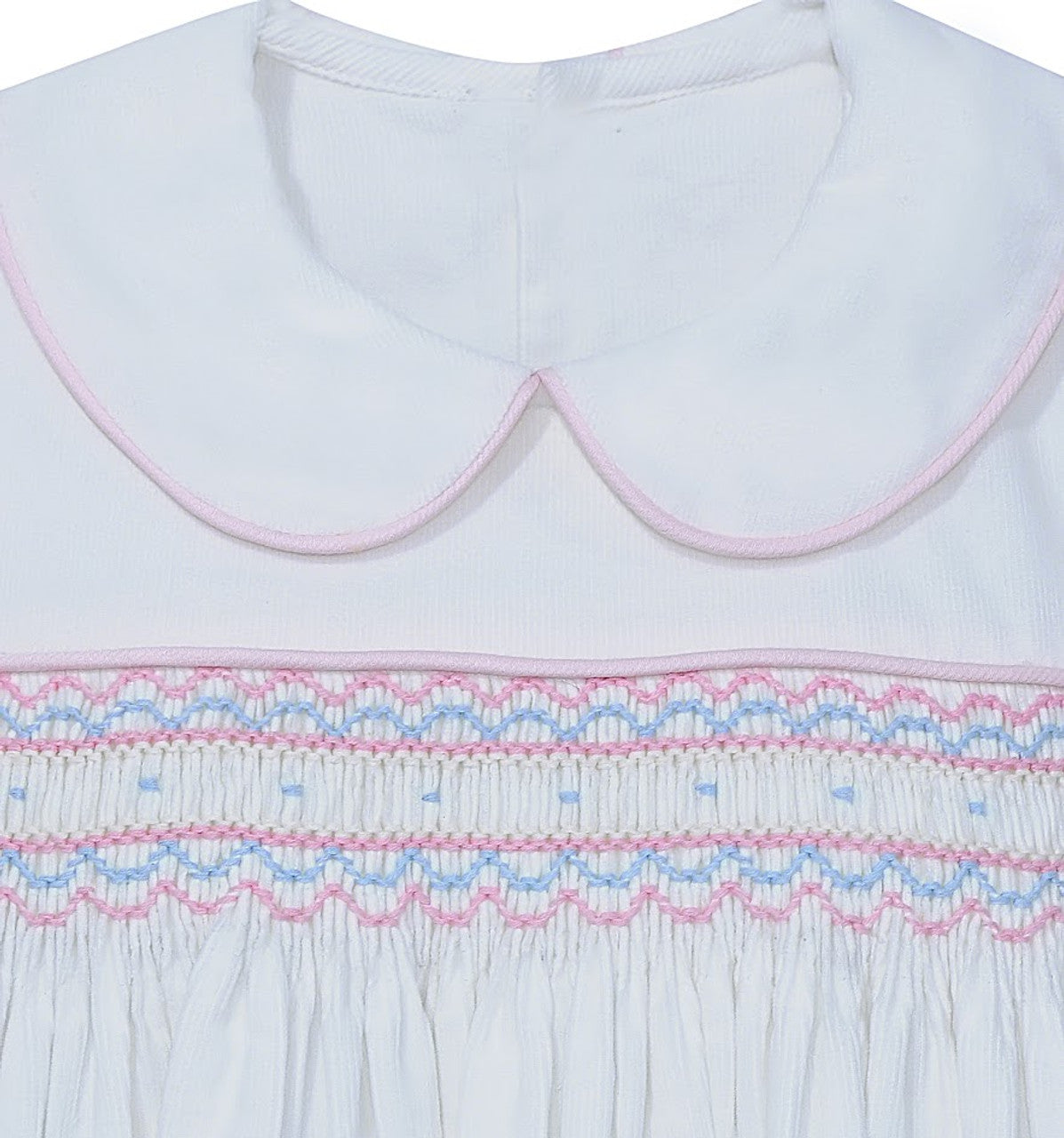 Cream with Pink and Blue Smocking Francis Bubble