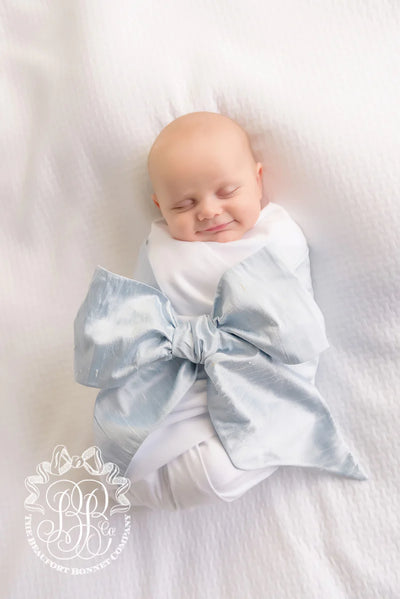 Sea Blue Silk Bow Swaddle