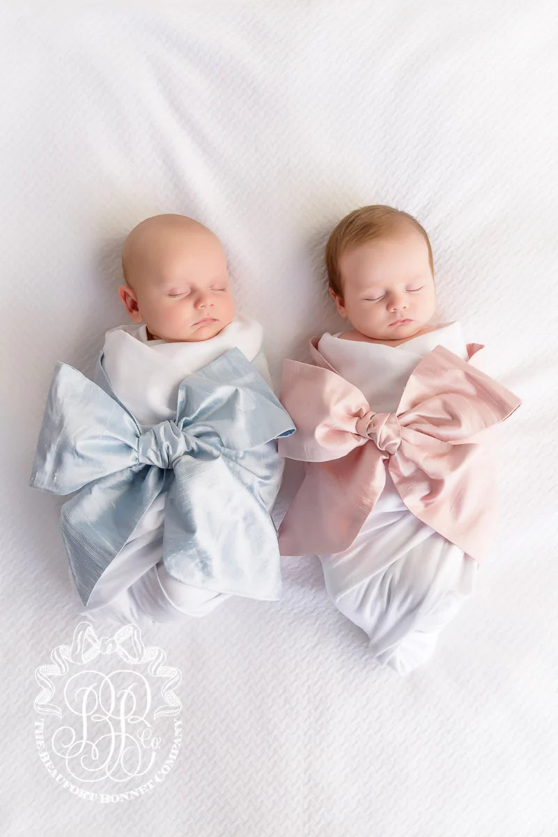 Sea Blue Silk Bow Swaddle