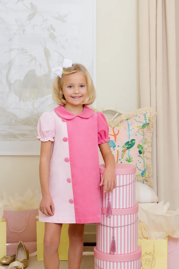 Palm Beach Pink & Romany Rose Corduroy Blaire Button Dress