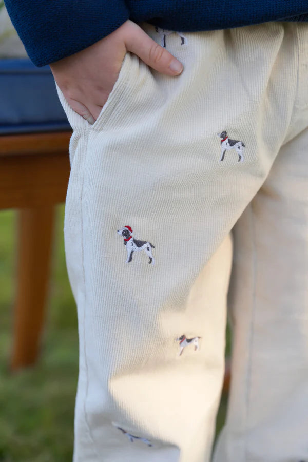 Osprey Oatmeal Richmond Red Stork & Santa Dog Embroidery Critter Sheffield Pants (Corduroy)
