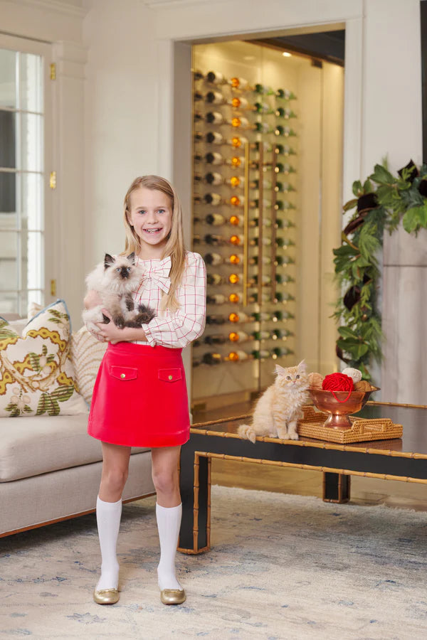 Richmond Red Velveteen Perrin Pocket Skirt