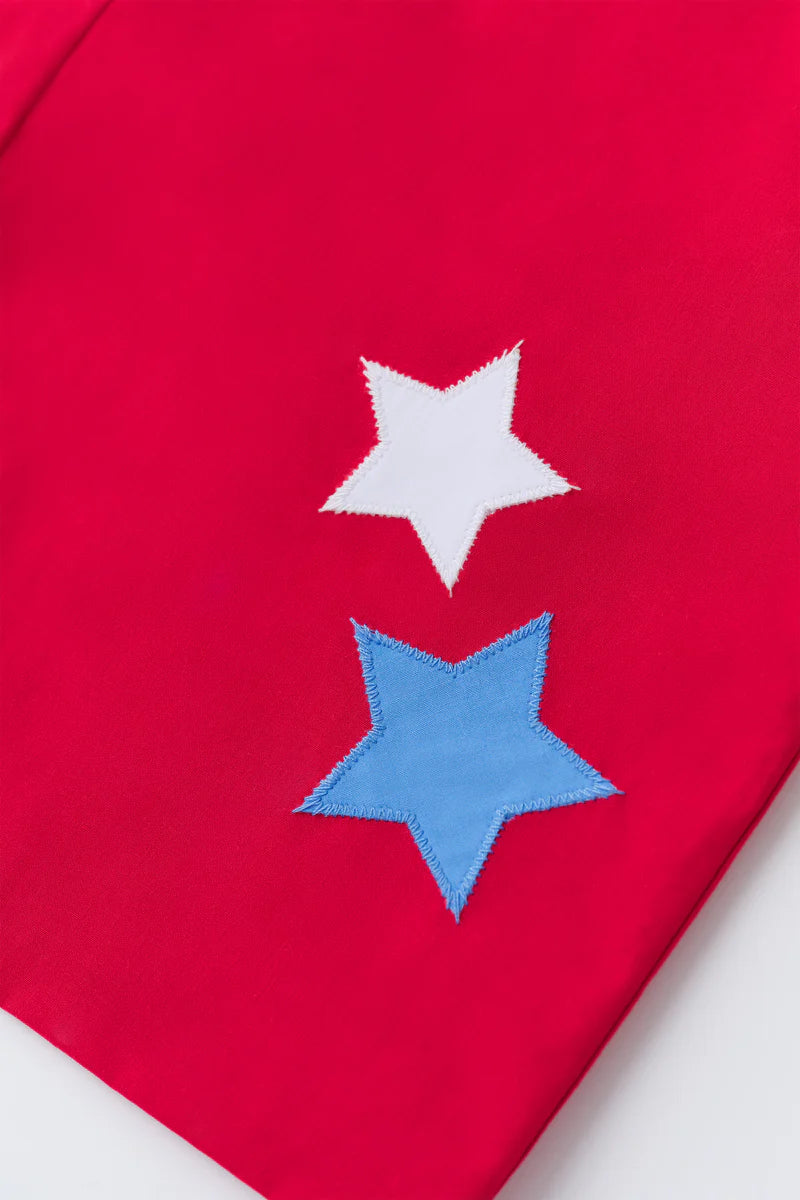 Richmond Red with Lawn Party Plaid & Stars Embroidery John Fitzgerald Jon Jon