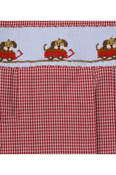 Dogs in Wagon Hand Smocked Classic Bubble