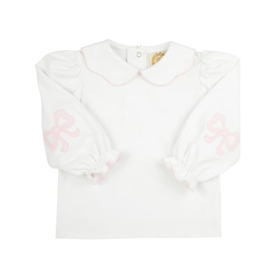 Worth Avenue White with Palm Beach Pink Emma's Elbow Patch Top