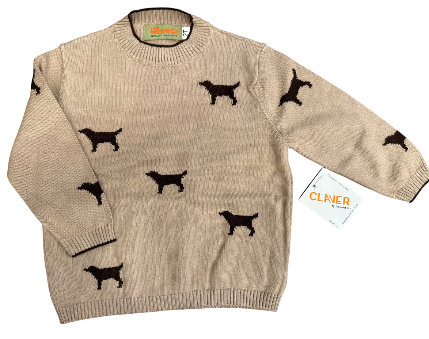 Sand Crewneck Sweater with Chocolate Labs