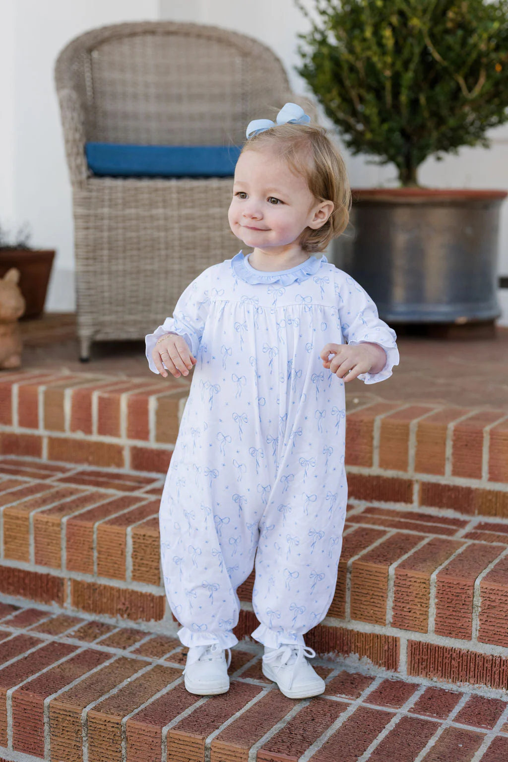 Lila Long Bubble, Blue Bows Knit