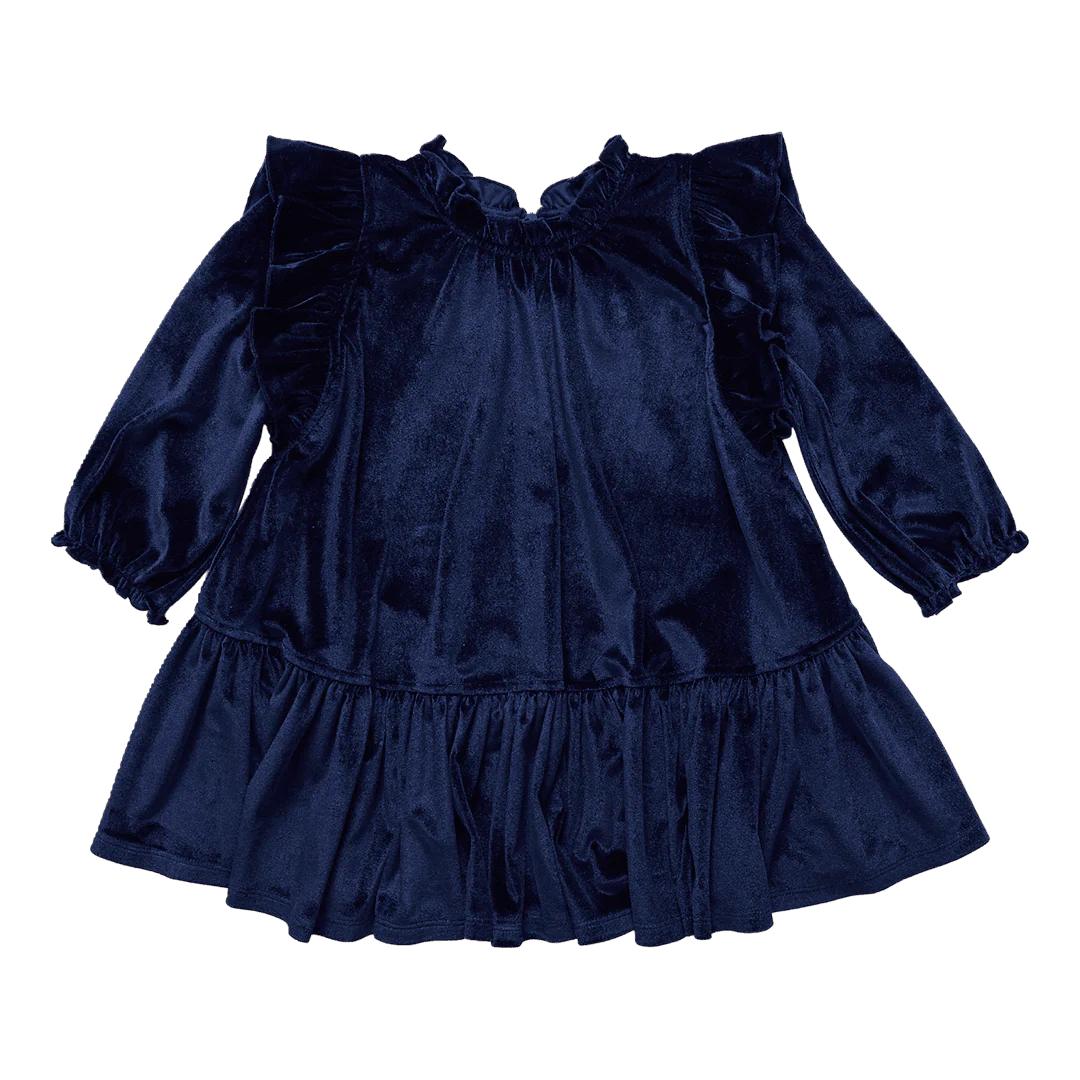Velour Harper Dress - Navy