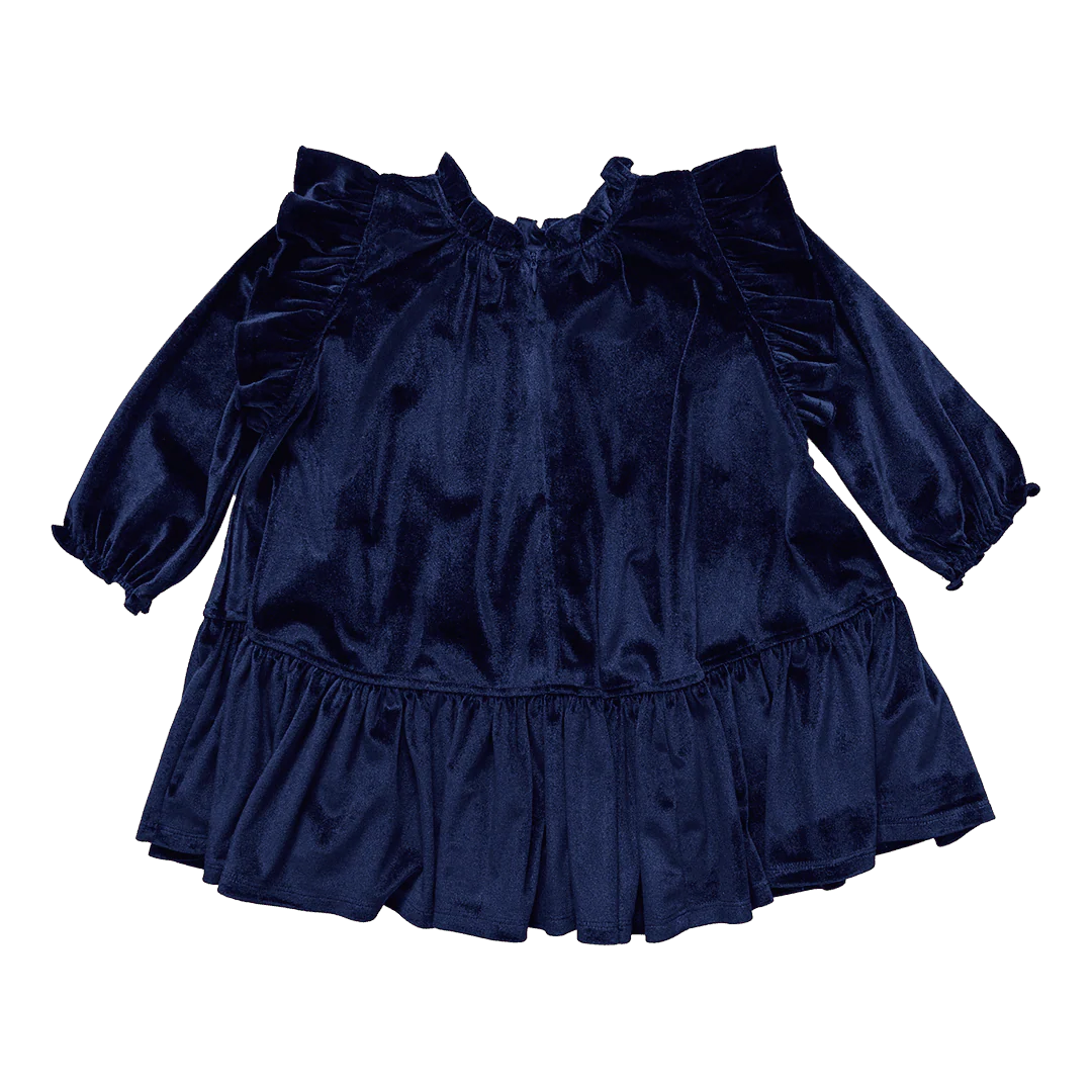 Velour Harper Dress - Navy