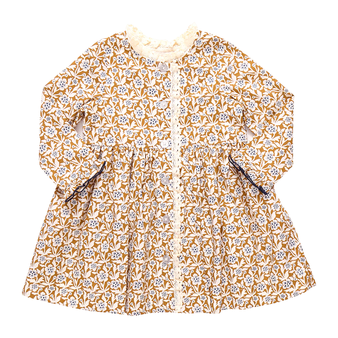 Autumn Dress- Gold Climbing Floral