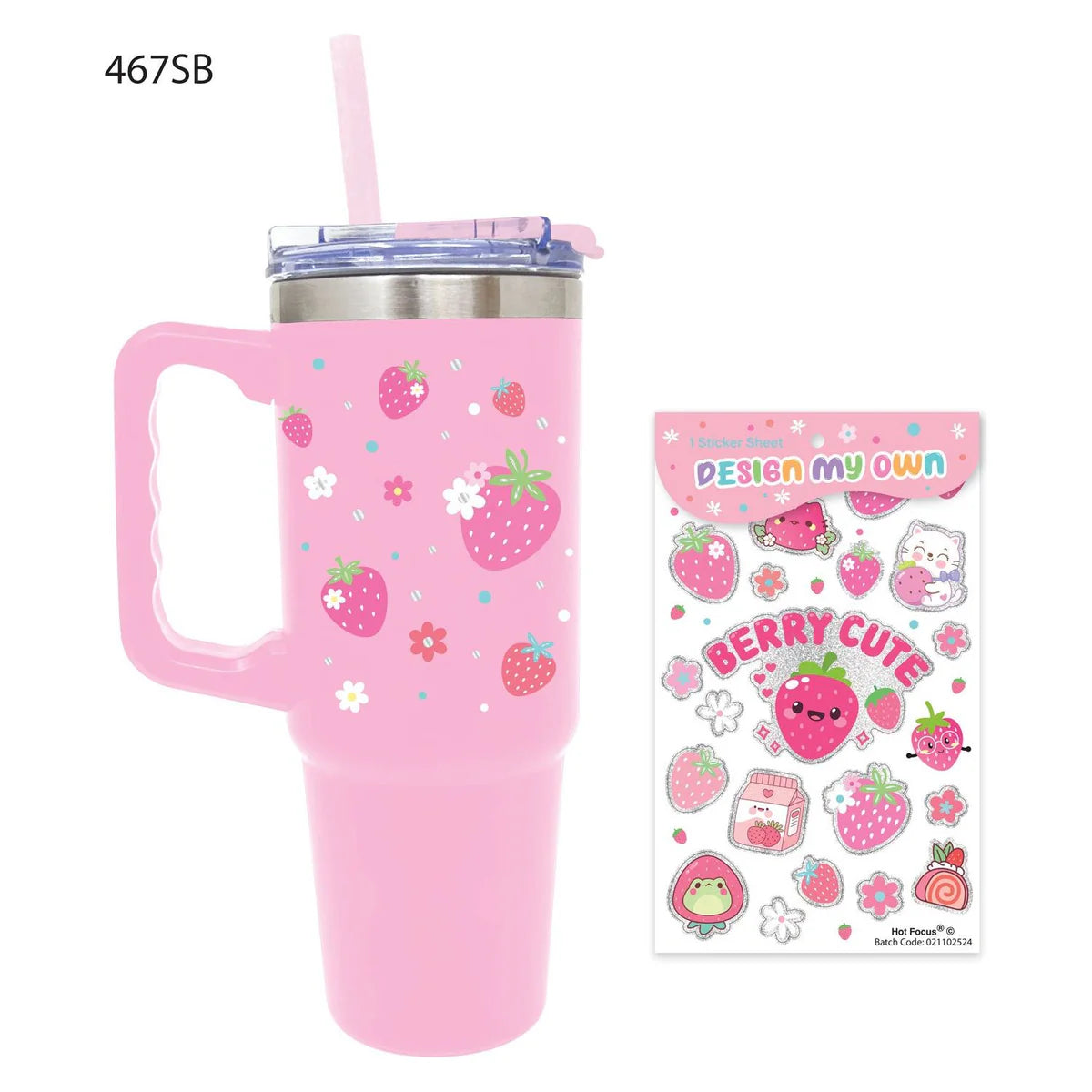 Stainless Steel Tumbler, Strawberry
