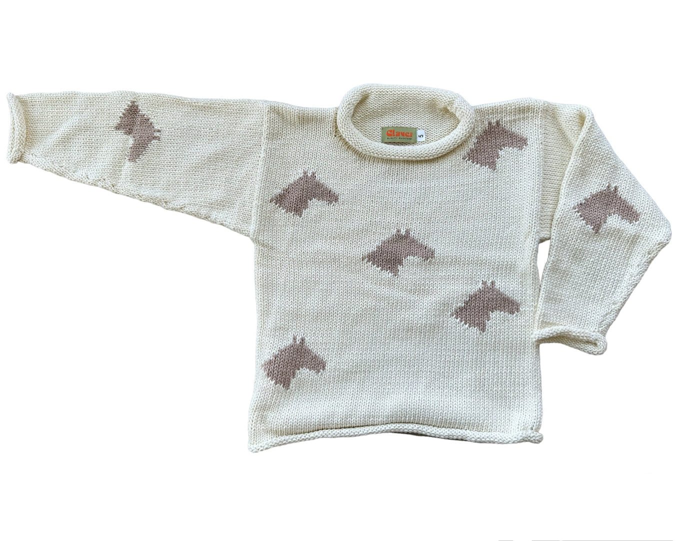 Ivory/Sand Horse Head Silhouettes Rollneck Sweater