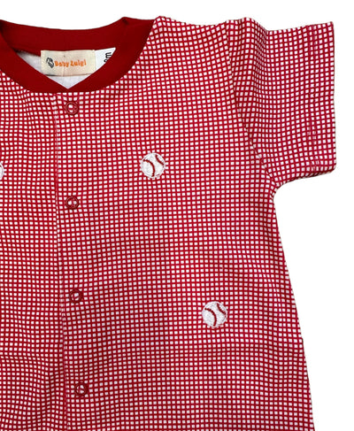 Red and White Gingham Baseball Playsuit