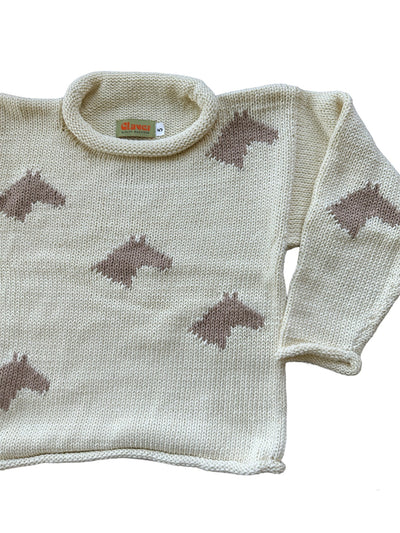 Ivory/Sand Horse Head Silhouettes Rollneck Sweater