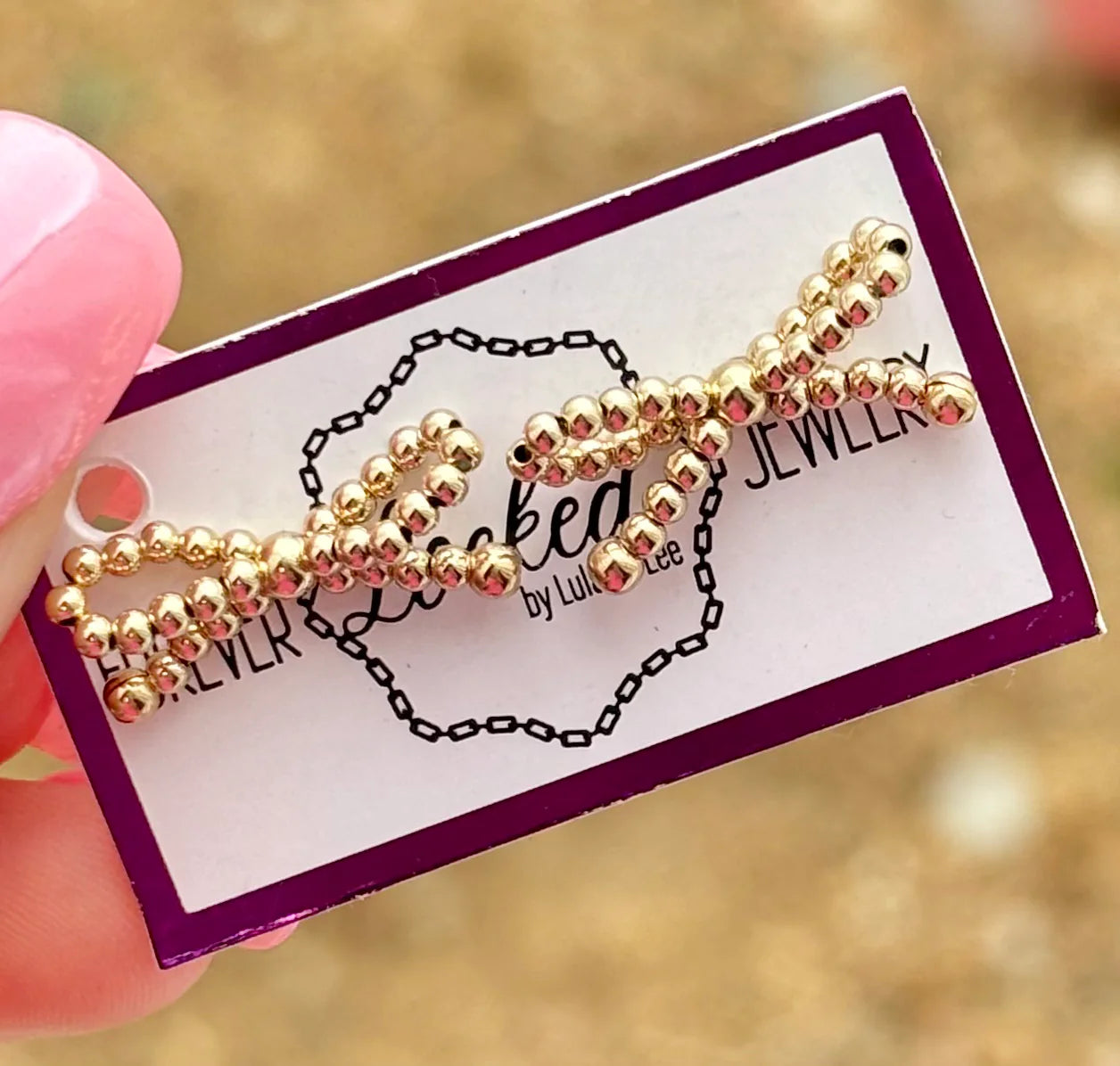 Classic 2mm Gold Filled Beaded Bow Earrings