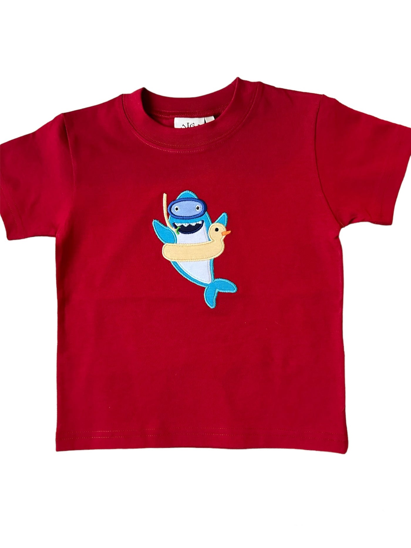 Red Short Sleeve Tee with Snorkling Shark