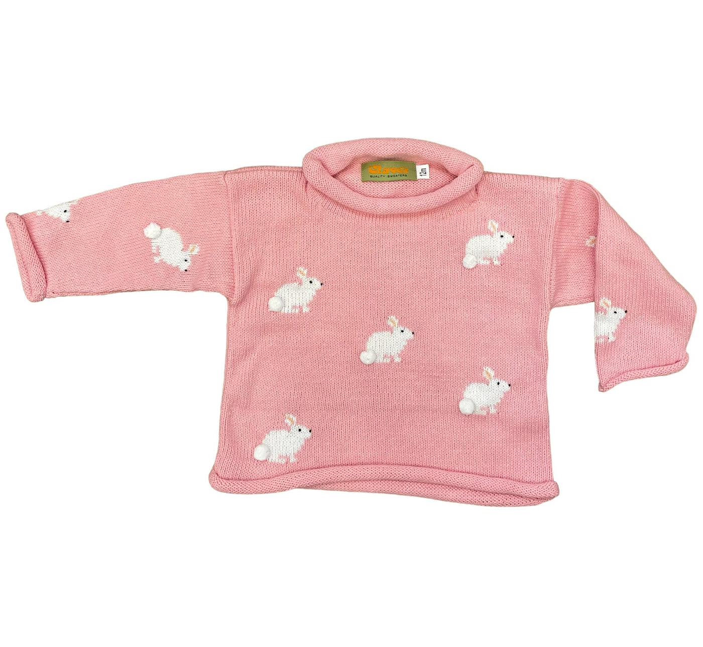 Pink Bunnies All Over Roll Neck Sweater