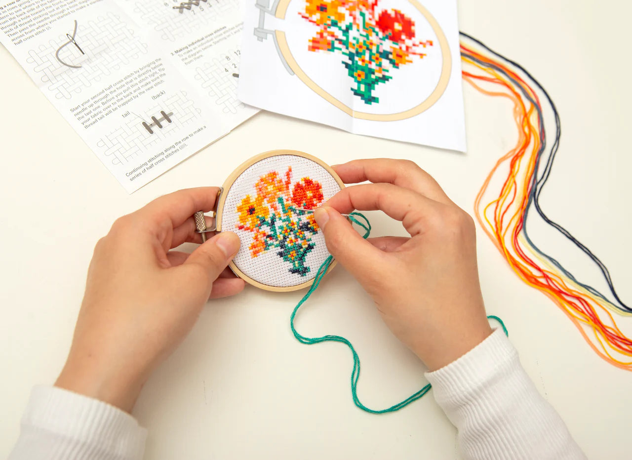 Flowers Mini Cross Stitch Embroidery Kit