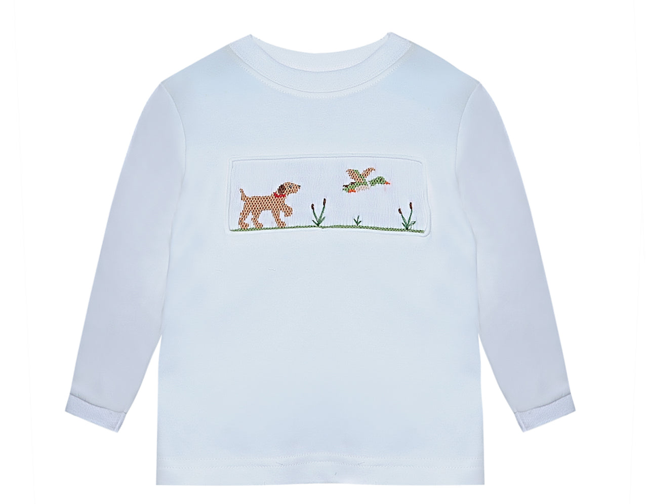 Dog Chasing Mallard White Houston Shirt