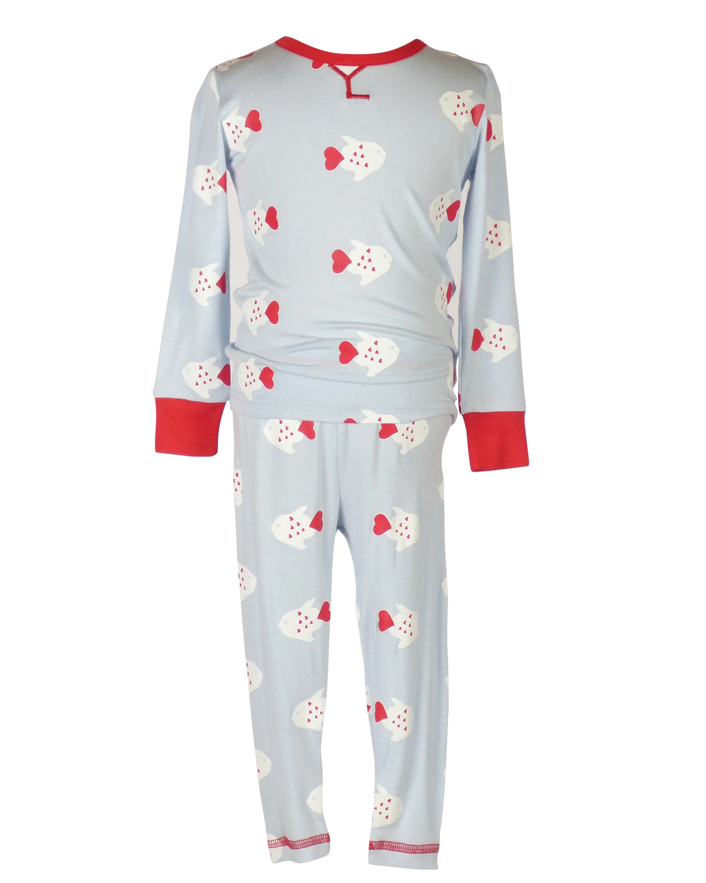 Blue with Heart Fish Lambie Jammies