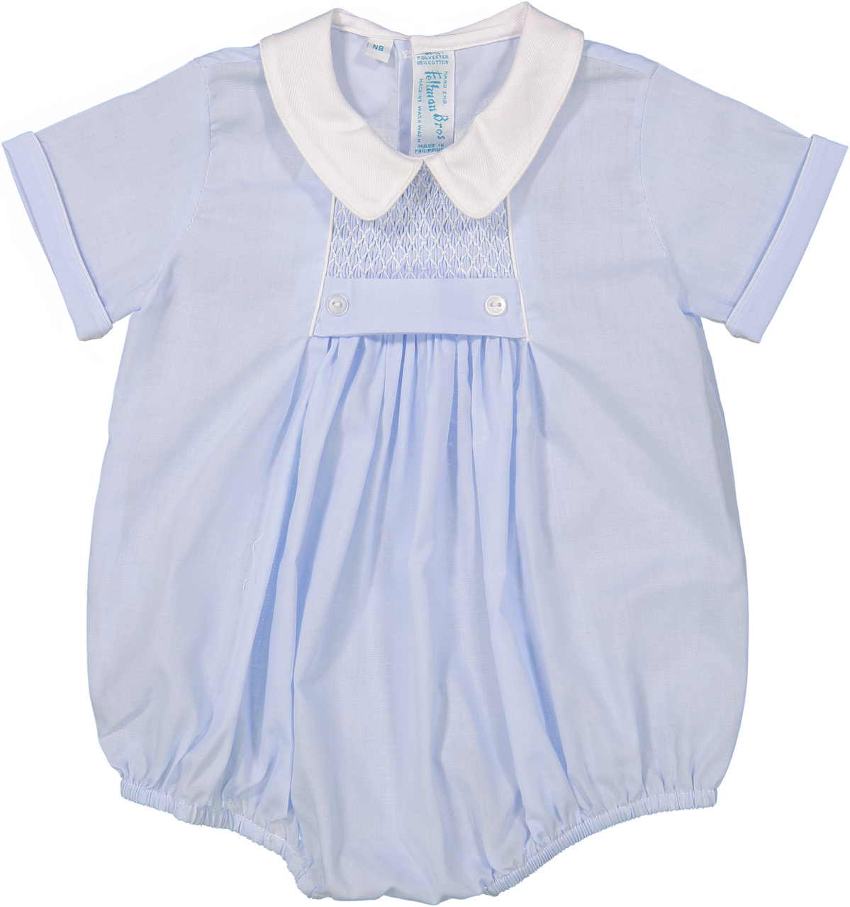 Blue Chevron Smocked Creeper