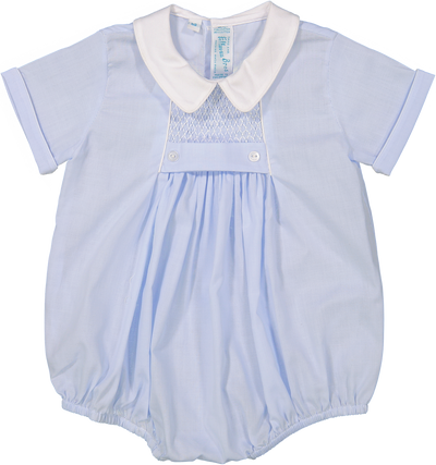 Blue Chevron Smocked Creeper