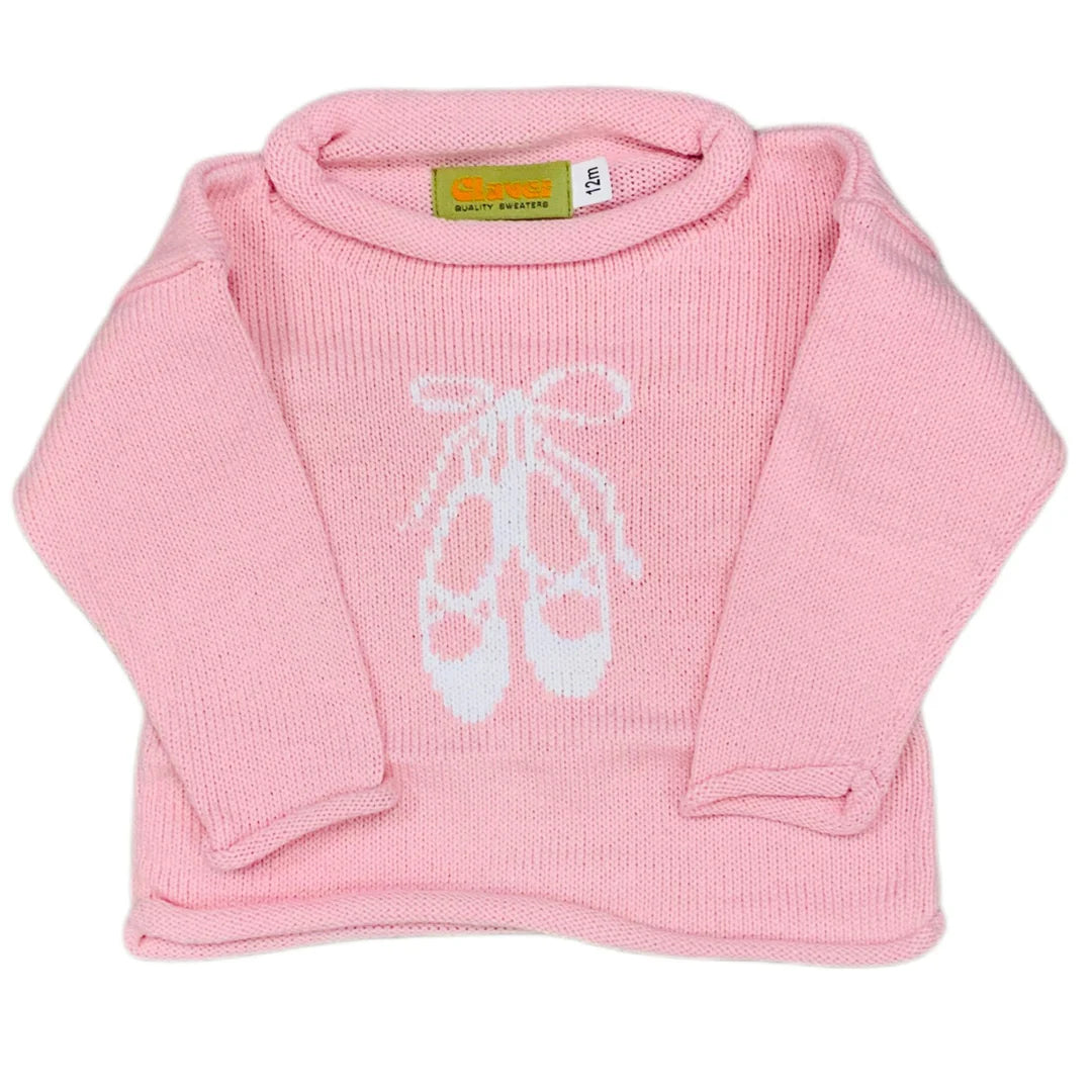 Light Pink Ballet Slippers Roll Neck Sweater